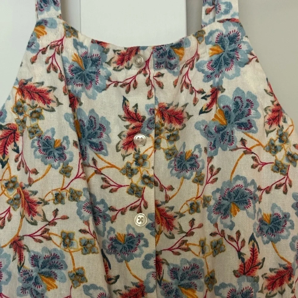 Old Navy Girls Floral Sleeveless Romper Linen Blend Size Medium (8)
